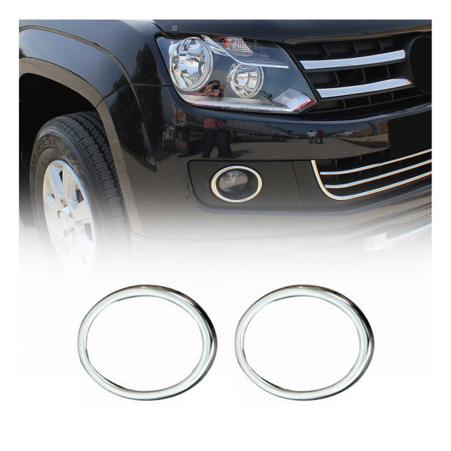 Nebelscheinwerfer Rahmen Umrandung für VW Amarok Trendline 2010-2012 Ringe Chrom