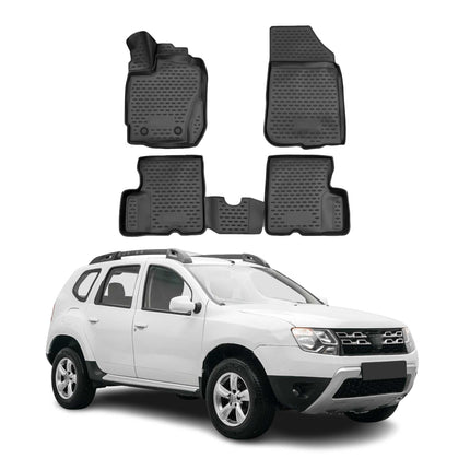OMAC Gummimatten Fußmatten für Dacia Duster 2014-2018 TPE Automatten Schwarz 4x