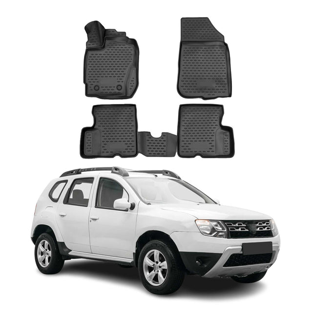 OMAC Gummimatten Fußmatten für Dacia Duster 2014-2018 TPE Automatten Schwarz 4x