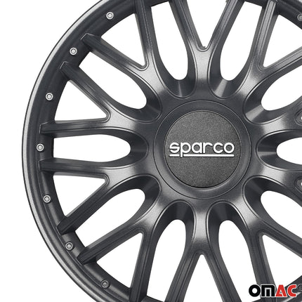 Radkappen Radzierblenden Sparco Roma 15" Zoll Auto Abdeckung Set Grau 4 Stück