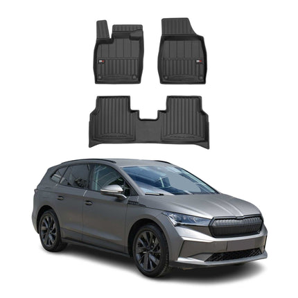 OMAC Gummi Fußmatten für Skoda Enyaq 2020-2026 Premium TPE Automatten Schwarz 4x