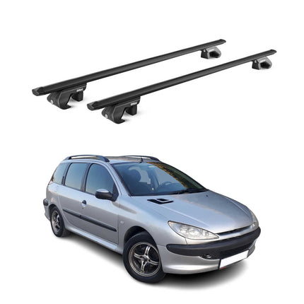 Dachträger Grundtäger für Peugeot 206 Kombi 2001-2009 90kg Alu Schwarz 2 tlg ABE