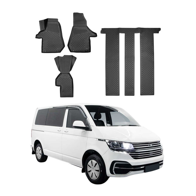 OMAC Gummimatten Fußmatten für VW T6.1 Multivan 2019-2024 TPE Automatten Schwarz