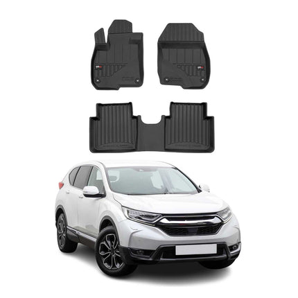 OMAC Gummi Fußmatten für Honda CR-V 2018-2022 Premium TPE Automatten Schwarz 3x
