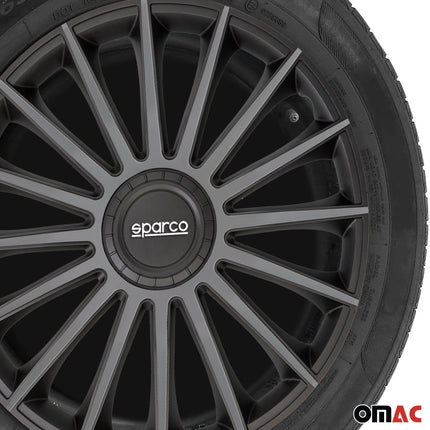 Radkappen Radzierblenden Sparco Treviso 15" Zoll Abdeckung Set Schwarz Grau 4x