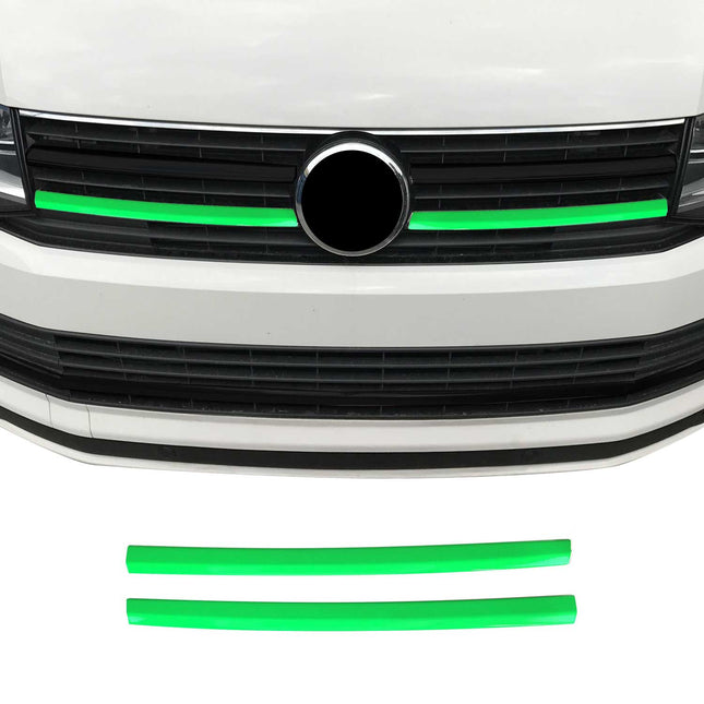 Kühlergrill Leisten für VW T6 Transporter 2015-2019 Highline Edelstahl Grün 2x