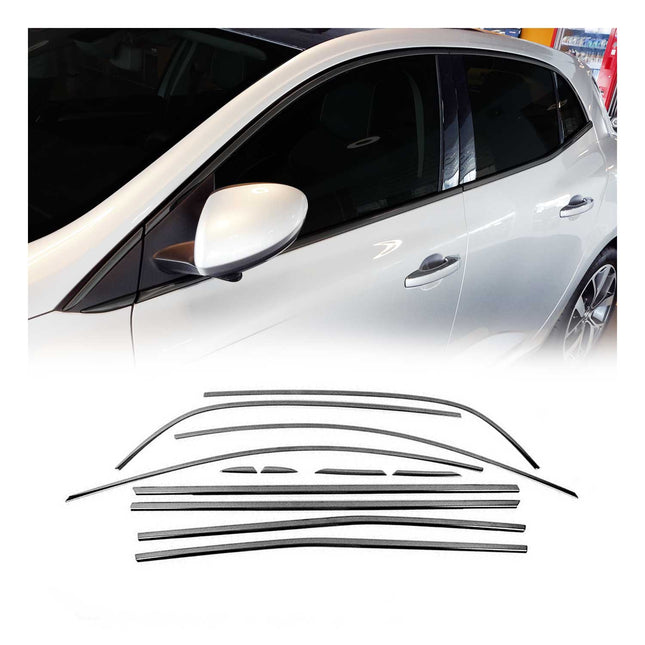 Fensterleisten Zierleisten für Renault Megane 2015-2020 Edelstahl Dunkel 12tlg