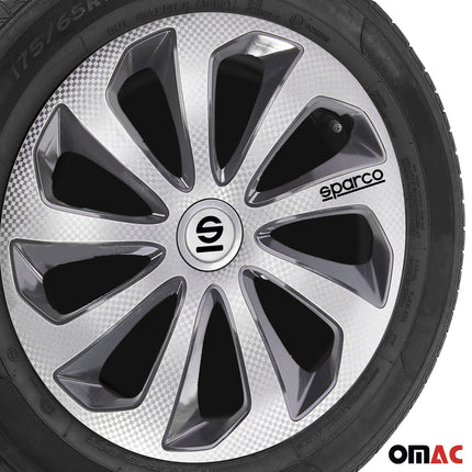 Radkappen Radzierblenden Sparco Sicilia 16" Zoll Abdeckung Silber Carbon Grau 4x