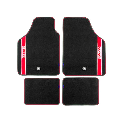 SPARCO Fußmatten Automatten Universal Schwarz Rot Autoteppich Alwettermatten 4x