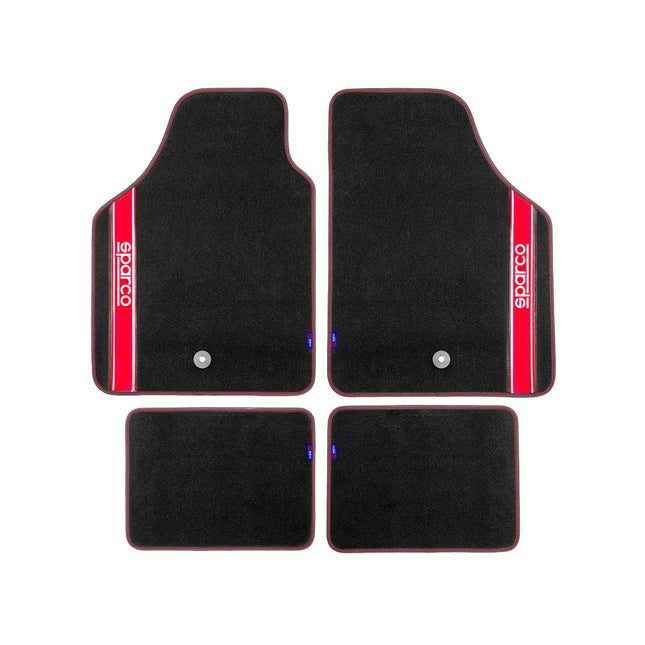 SPARCO Fußmatten Automatten Universal Schwarz Rot Autoteppich Alwettermatten 4x