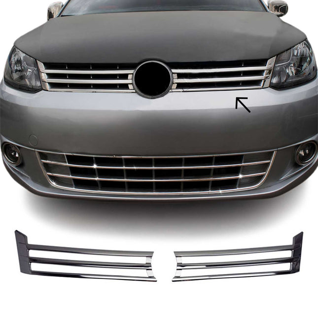 Kühlergrill Leisten Grillleisten für VW Caddy 2010-2015 Edelstahl Chrom 2tlg