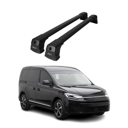 Dachträger Grundtäger für VW Caddy 2020-2026 75kg Aluminium Schwarz 2 tlg