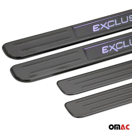 Einstiegsleisten Türschweller Universal LED Exclusive Edelstahl Dunkel Chrom 4x