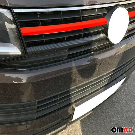 Kühlergrill Leiste Grillleisten für VW T6 alle 2015-19 Highline Edelstahl Rot 2x