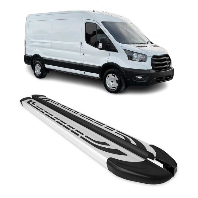 Trittbretter Seitenschweller für Ford e-Transit 2022-2026 L3 Silber Aluminium 2x