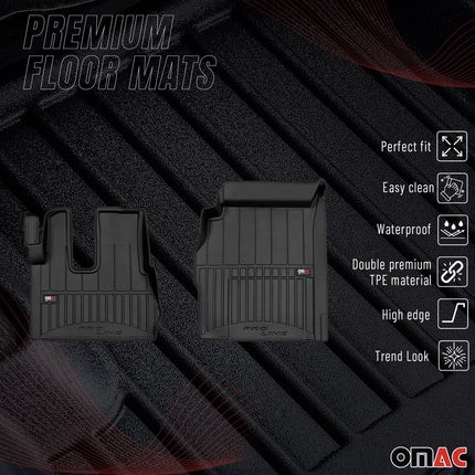 OMAC Gummi Fußmatten für Mercedes Actros MP4 2011-2019 Premium Gummi Schwarz 2x