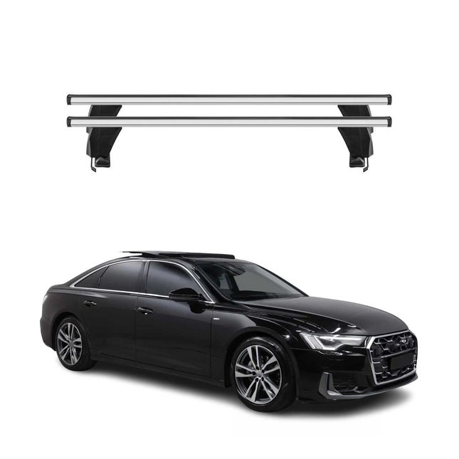 Menabo Dachträger Grundtäger für Audi A6 C8 Limo 2018-2025 50kg Alu Silber 2 tlg