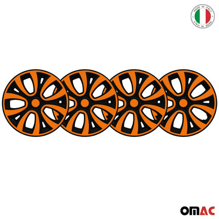 4 x Radblenden Radkappen Radzierblenden 16" Zoll Stahlfelgen Schwarz Orange
