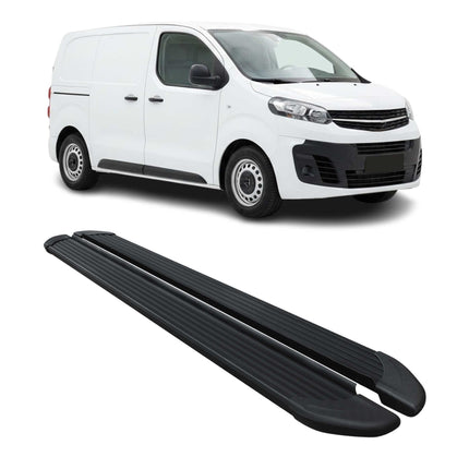 Seitenschweller Trittbretter Schweller für Opel Vivaro 2019-2026 L1 Alu Schwarz