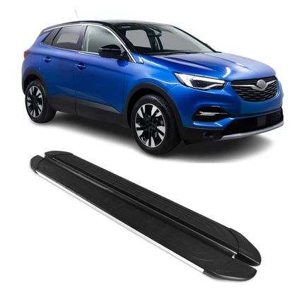 Trittbretter Seitenschweller für Opel Grandland X 2017-2024 Alu Schwarz Grau