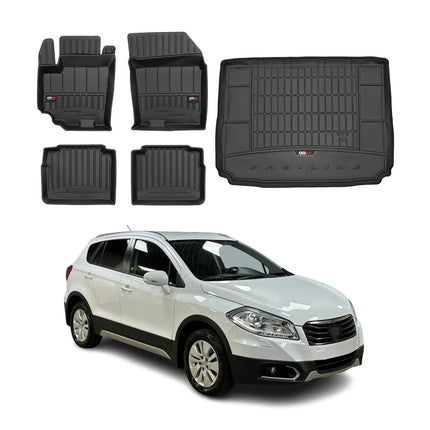 OMAC Fußmatten & Kofferraumwanne Set für Suzuki SX4 S-Cross 2013-2021 Gummi 5x