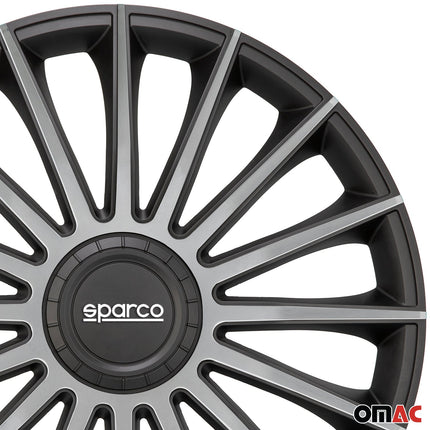 Radkappen Radzierblenden Sparco Treviso 15" Zoll Abdeckung Set Schwarz Silber 4x