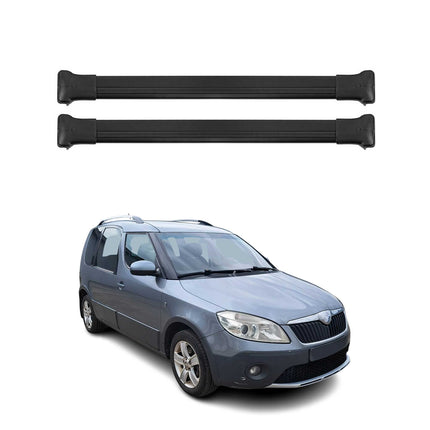 Dachträger Grundtäger für Skoda Roomster 2006-2015 75kg Aluminium Schwarz 2 tlg