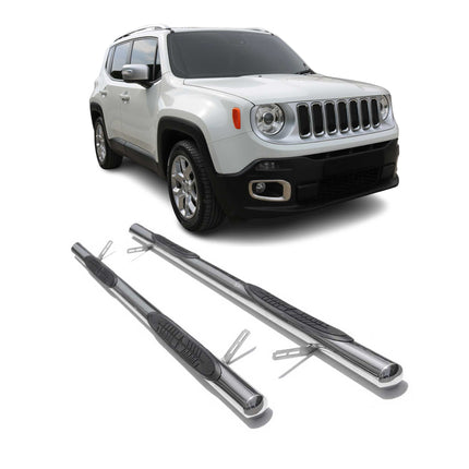 Edelstahl Trittbretter Schwellerrohre für Jeep Renegade SUV 2014-24 Silber 2 tlg