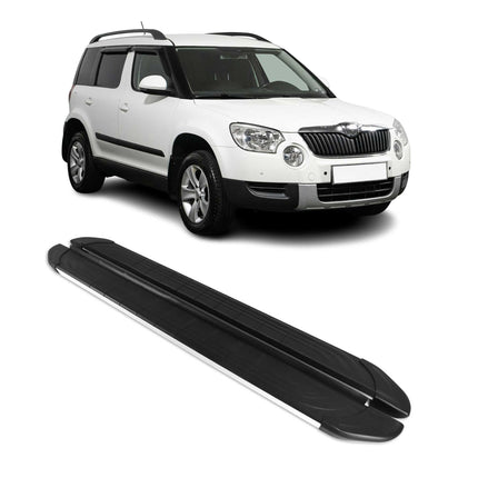 Trittbretter Seitenschweller für Skoda Yeti 2009-2017 Aluminium Schwarz Silber