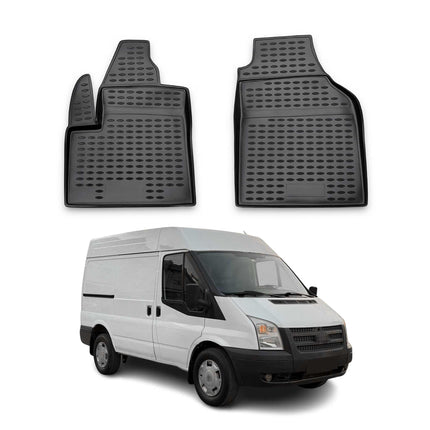 OMAC Gummimatten Fußmatten für Ford Transit 2006-2021 TPE Automatten Schwarz 2x