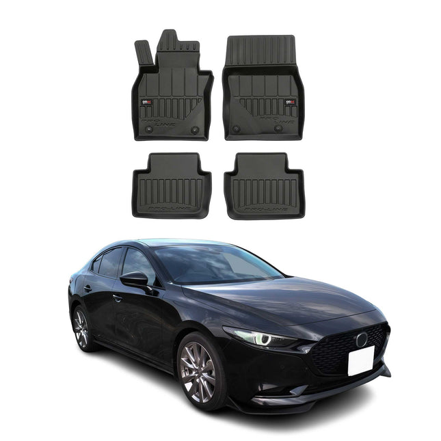 OMAC Gummi Fußmatten für Mazda 3 Schrägheck 2019-2026 3D Premium TPE Schwarz 4x