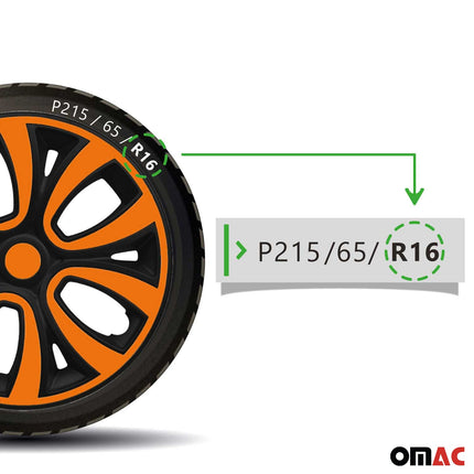 4x Radblenden Radkappen Radzierblenden 16" Zoll Stahlfelgen Matt Schwarz Orange