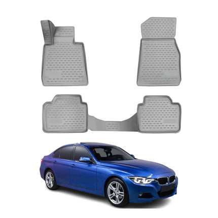 OMAC Gummimatten Fußmatten für BMW 3er F30 2012-2019 Grau 4 tlg