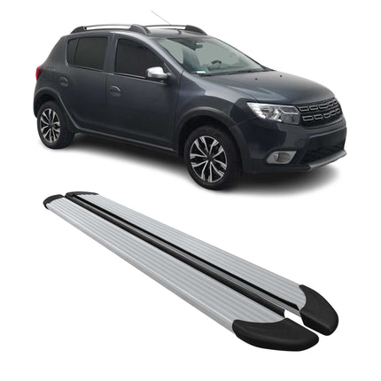 Seitenschweller Trittbretter für Dacia Sandero Stepway 2021-2026 Alu Silber