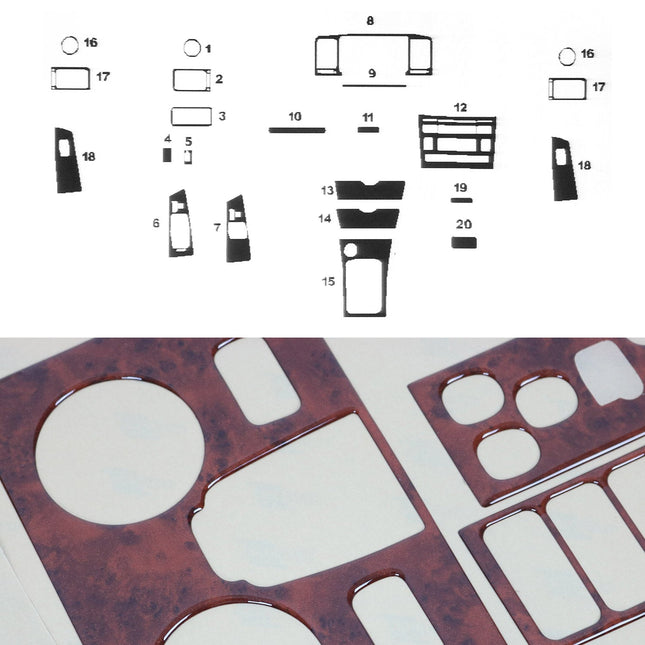 Innenraum Dekor Cockpit für Toyota Corolla 2007-2007 Wurzelholz Optik 20tlg