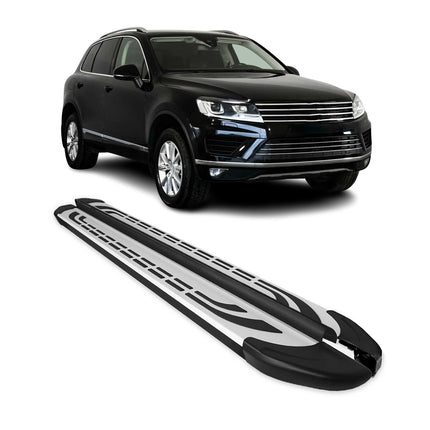Trittbretter Seitenschweller Seitenbretter für VW Touareg 2010-2018 Schwarz Alu