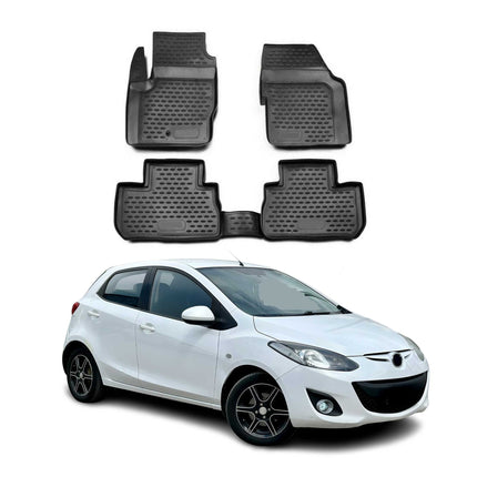 OMAC Gummimatten Fußmatten für Mazda 2007-2015 TPE Automatten Schwarz 4tlg