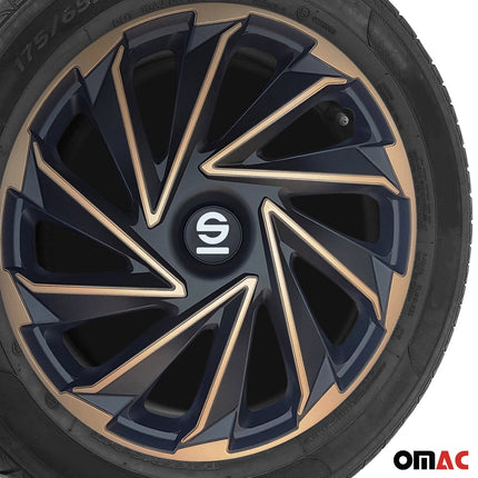 Radkappen Radzierblenden Sparco Varese 14" Zoll Abdeckung Set Gold Schwarz 4x