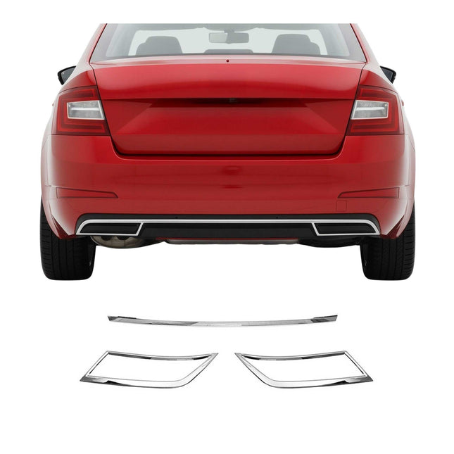Kofferraumleiste Heckleiste für Skoda Octavia 2012-2019 Edelstahl Chrom 3tlg