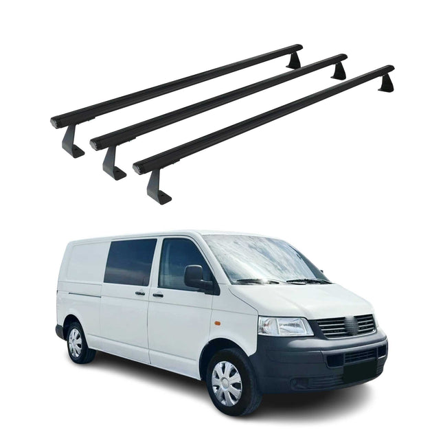 Dachträger Grundtäger für VW Caravelle T5 2003-2015 75kg Aluminium Schwarz 3 tlg