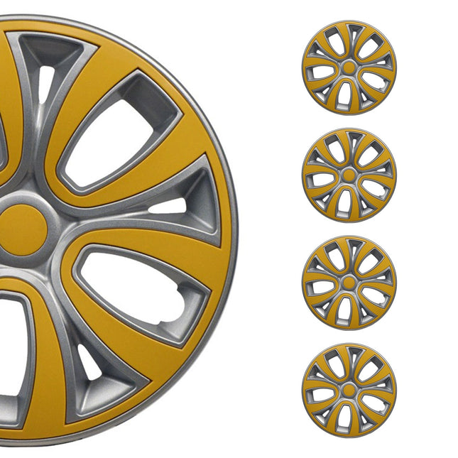 4x Radblenden Radkappen Radzierblenden für 15" Zoll Stahlfelgen Silber Gelb