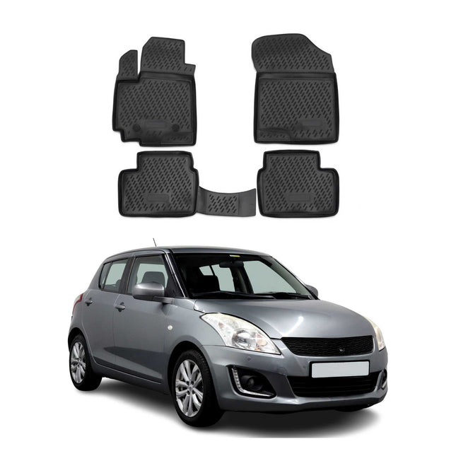 OMAC Gummimatten Fußmatten für Suzuki Swift 4 2010-2017 TPE Automatte Schwarz 4x