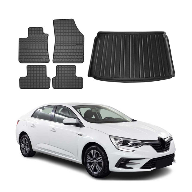 Fußmatten & Kofferraumwanne für Renault Megane HB 2016-2022 Doppelte Erweiterung