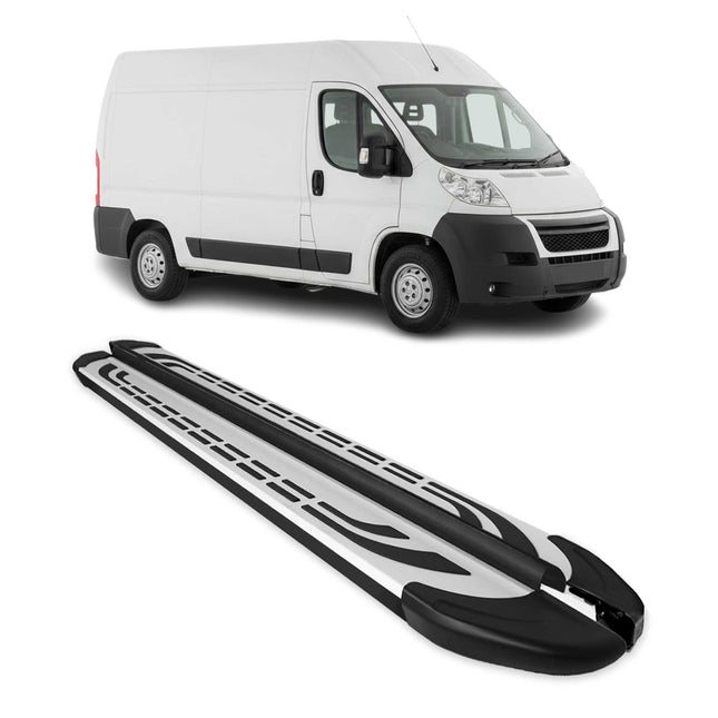 Trittbretter Schweller Seitenbretter für Fiat Ducato 2006-2026 L2 Alu Schwarz