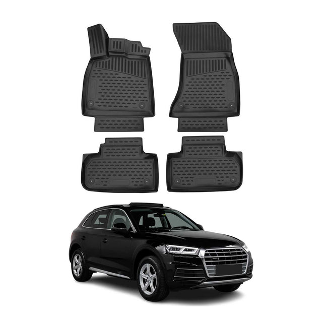 OMAC Gummimatten Fußmatten für Audi Q5 FY 2017-2024 TPE Automatten Schwarz 4x