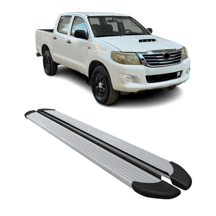 Seitenschweller Trittbretter für Toyota Hilux DoubleCab 2005-2015 Aluminium Grau