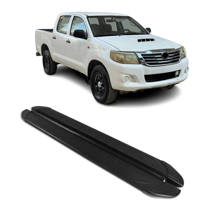 Trittbretter Seitenschweller für Toyota Hilux DoubleCab 2005-2015 Alu Schwarz 2x