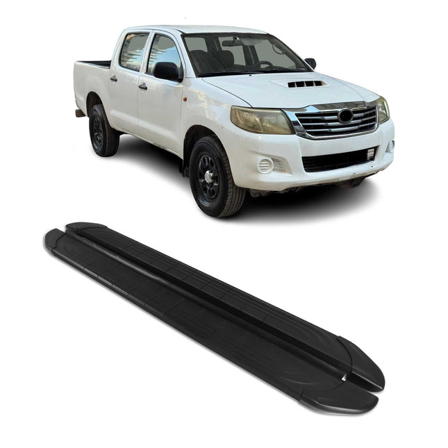 Trittbretter Seitenschweller für Toyota Hilux DoubleCab 2004-2015 Alu Schwarz 2x