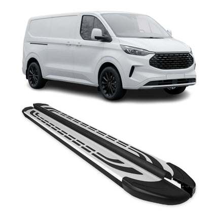 Trittbretter Seitenschweller für Ford Tourneo Custom 2023-26 L2 Grau Schwarz 2x