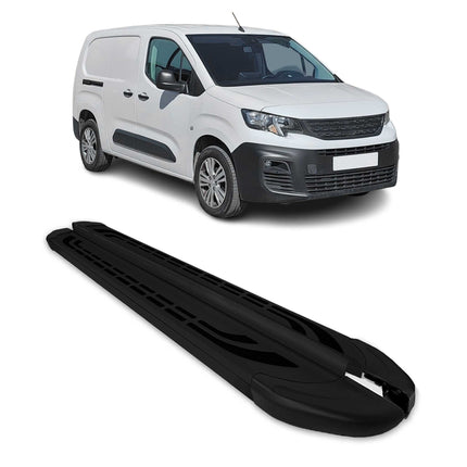 Trittbretter Seitenschweller für Peugeot Partner 2018-2026 Van L2 Schwarz 2 tlg